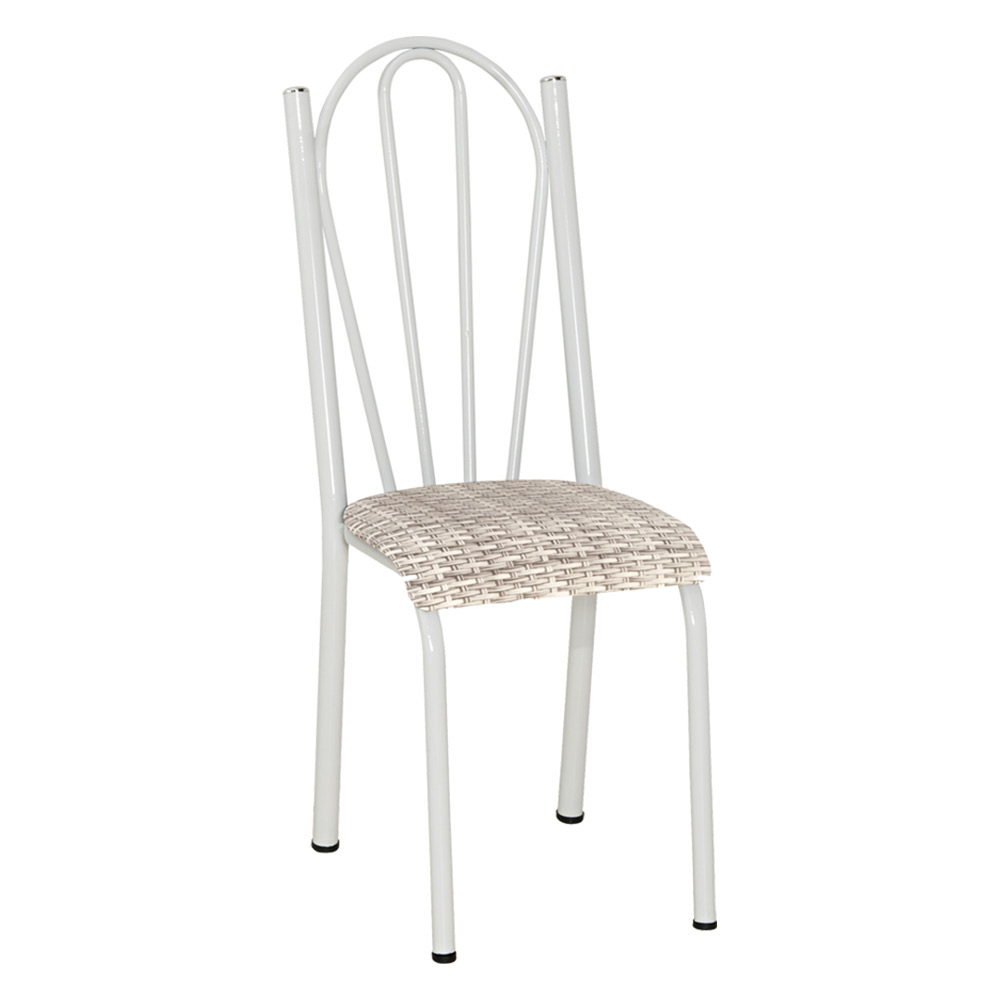 Kit 2 Cadeiras de Cozinha Alasca Estampado Rattan Pés de Ferro Branco - Pallazio