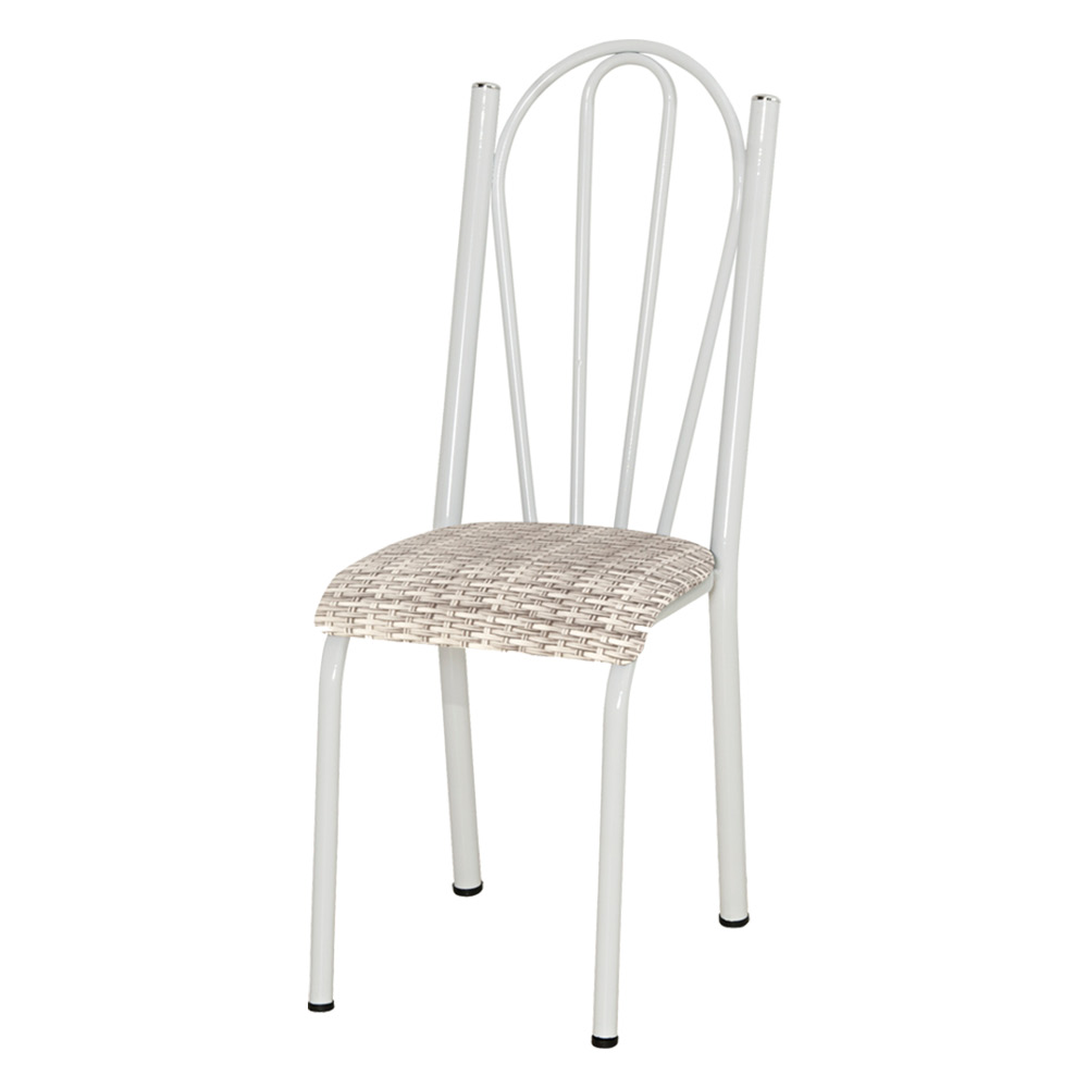 Kit 2 Cadeiras de Cozinha Alasca Estampado Rattan Pés de Ferro Branco - Pallazio