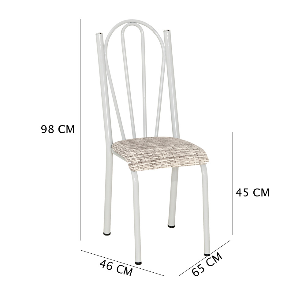 Kit 2 Cadeiras de Cozinha Alasca Estampado Rattan Pés de Ferro Branco - Pallazio