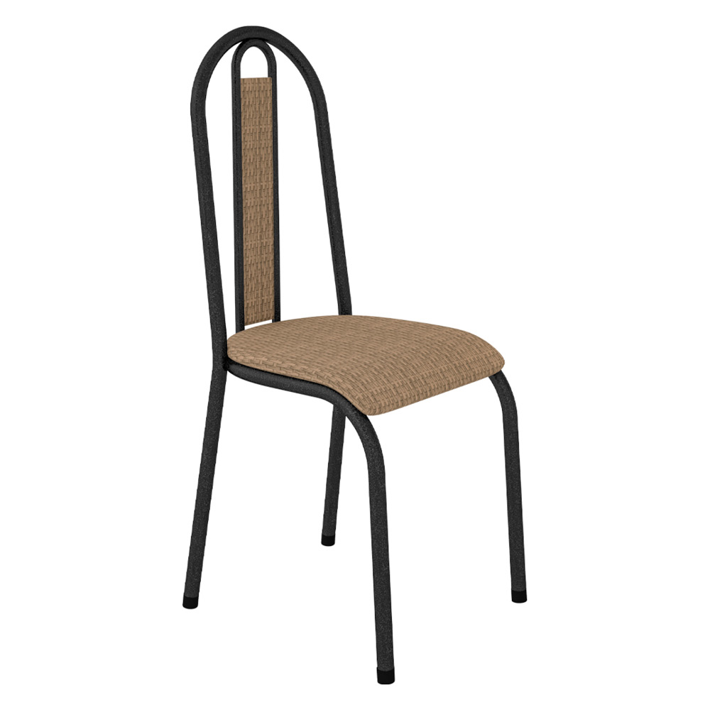 Kit 2 Cadeiras de Cozinha Arizona Estampado Rattan Bege Pés de Ferro Preto - Pallazio