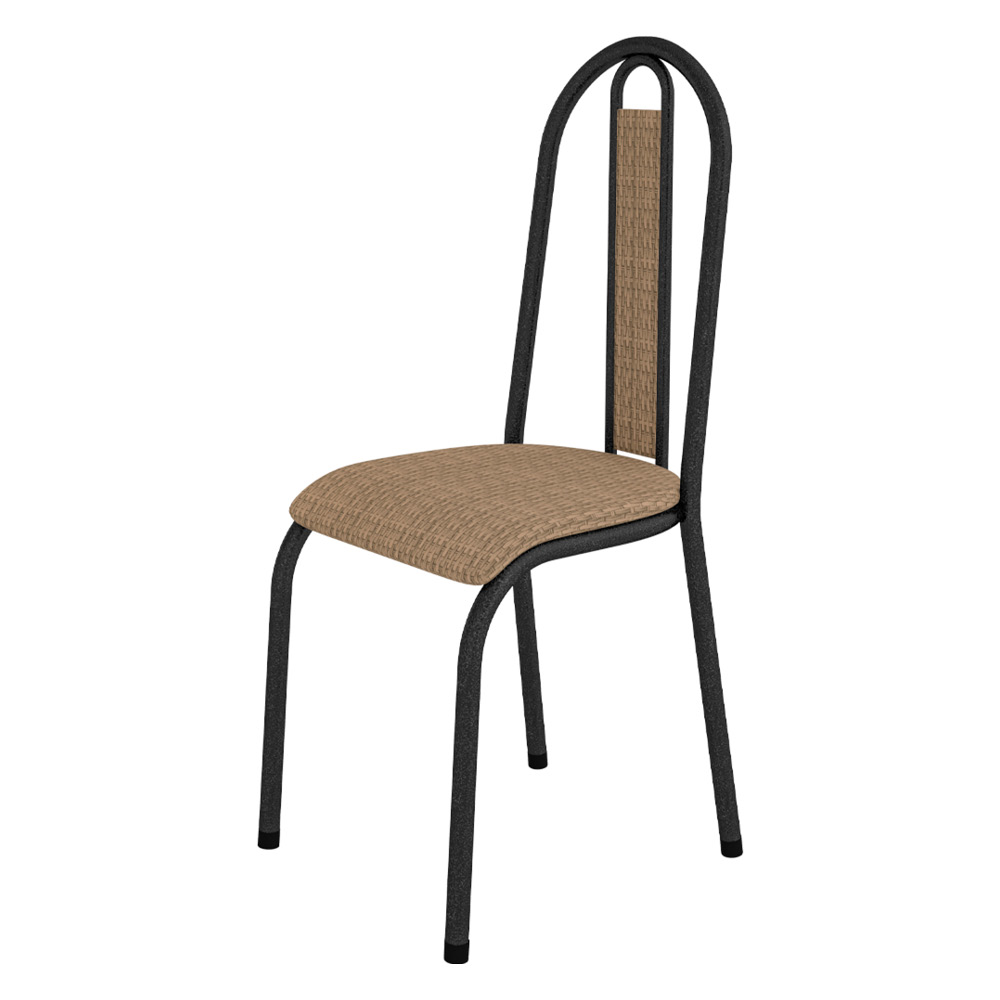 Kit 2 Cadeiras de Cozinha Arizona Estampado Rattan Bege Pés de Ferro Preto - Pallazio