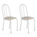 Kit 2 Cadeiras de Cozinha Califórnia Estampado Rattan Bege Pés de Ferro Branco - Pallazio