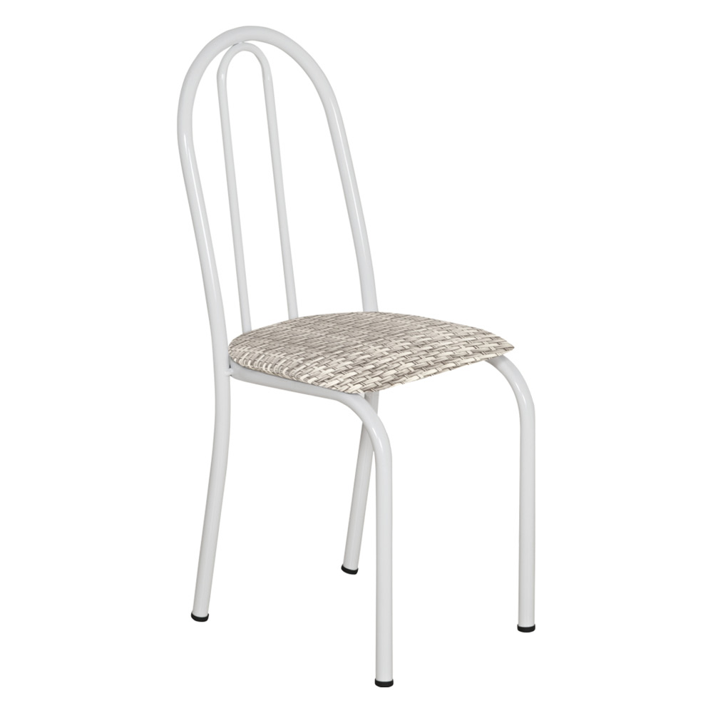Kit 2 Cadeiras de Cozinha Califórnia Estampado Rattan Bege Pés de Ferro Branco - Pallazio