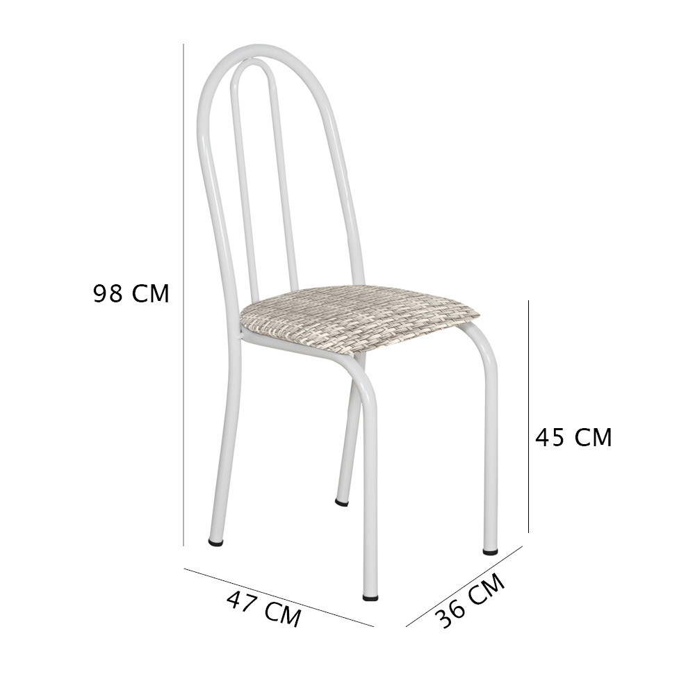 Kit 2 Cadeiras de Cozinha Califórnia Estampado Rattan Bege Pés de Ferro Branco - Pallazio