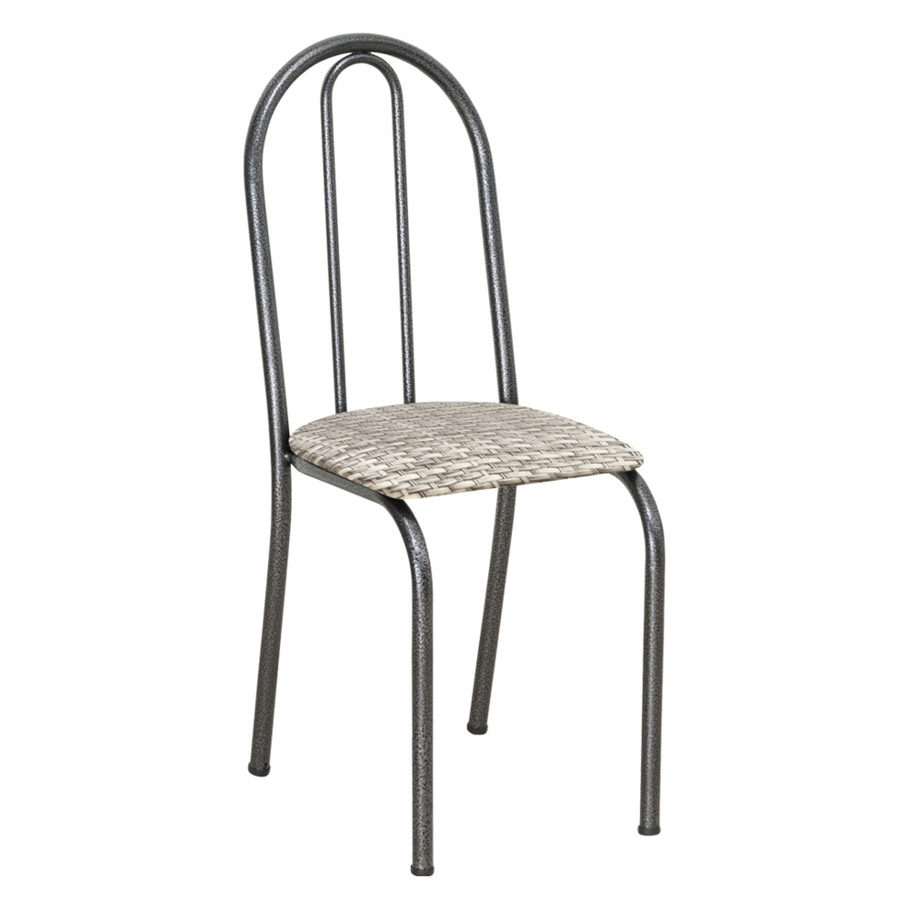 Kit 2 Cadeiras de Cozinha Califórnia Estampado Rattan Bege Pés de Ferro Preto - Pallazio