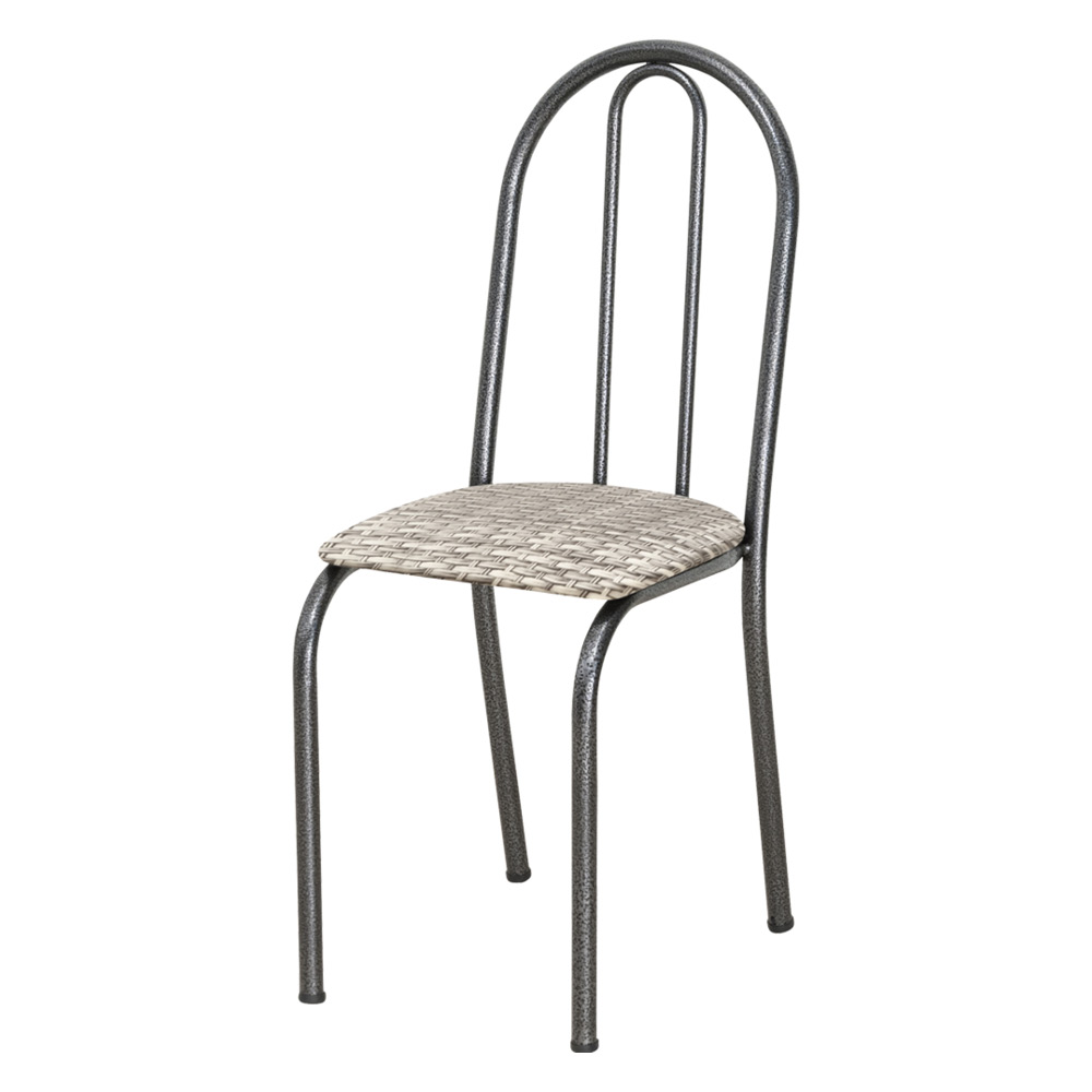 Kit 2 Cadeiras de Cozinha Califórnia Estampado Rattan Bege Pés de Ferro Preto - Pallazio