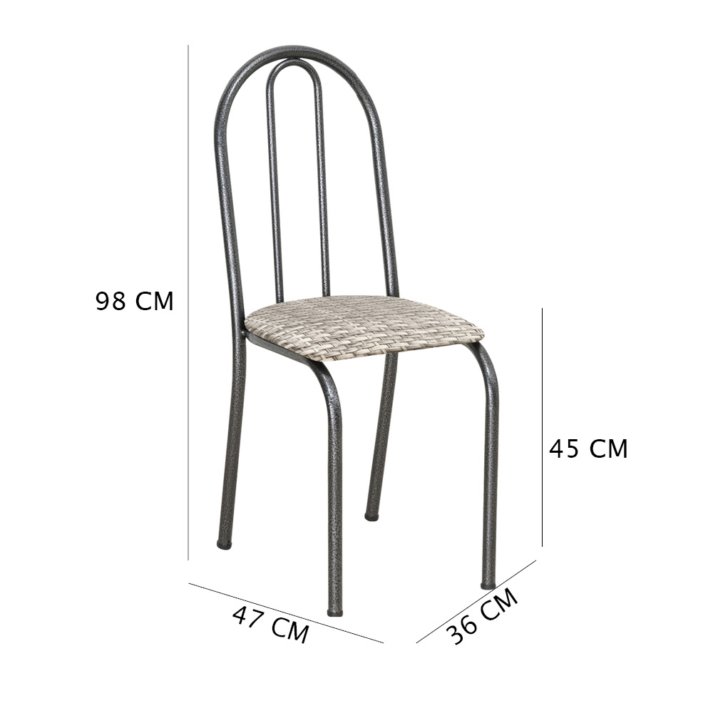 Kit 2 Cadeiras de Cozinha Califórnia Estampado Rattan Bege Pés de Ferro Preto - Pallazio