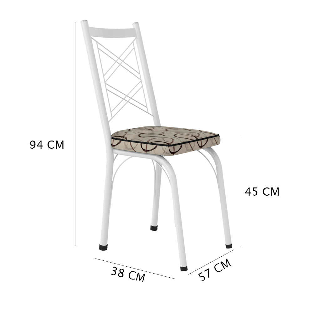 Kit 2 Cadeiras de Cozinha Delaware Estampado Cedro Pés de Ferro Branco - Pallazio
