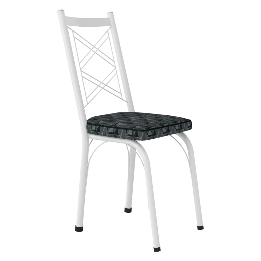 Kit 2 Cadeiras de Cozinha Delaware Estampado Mosaico Silver Pés de Ferro Branco - Pallazio