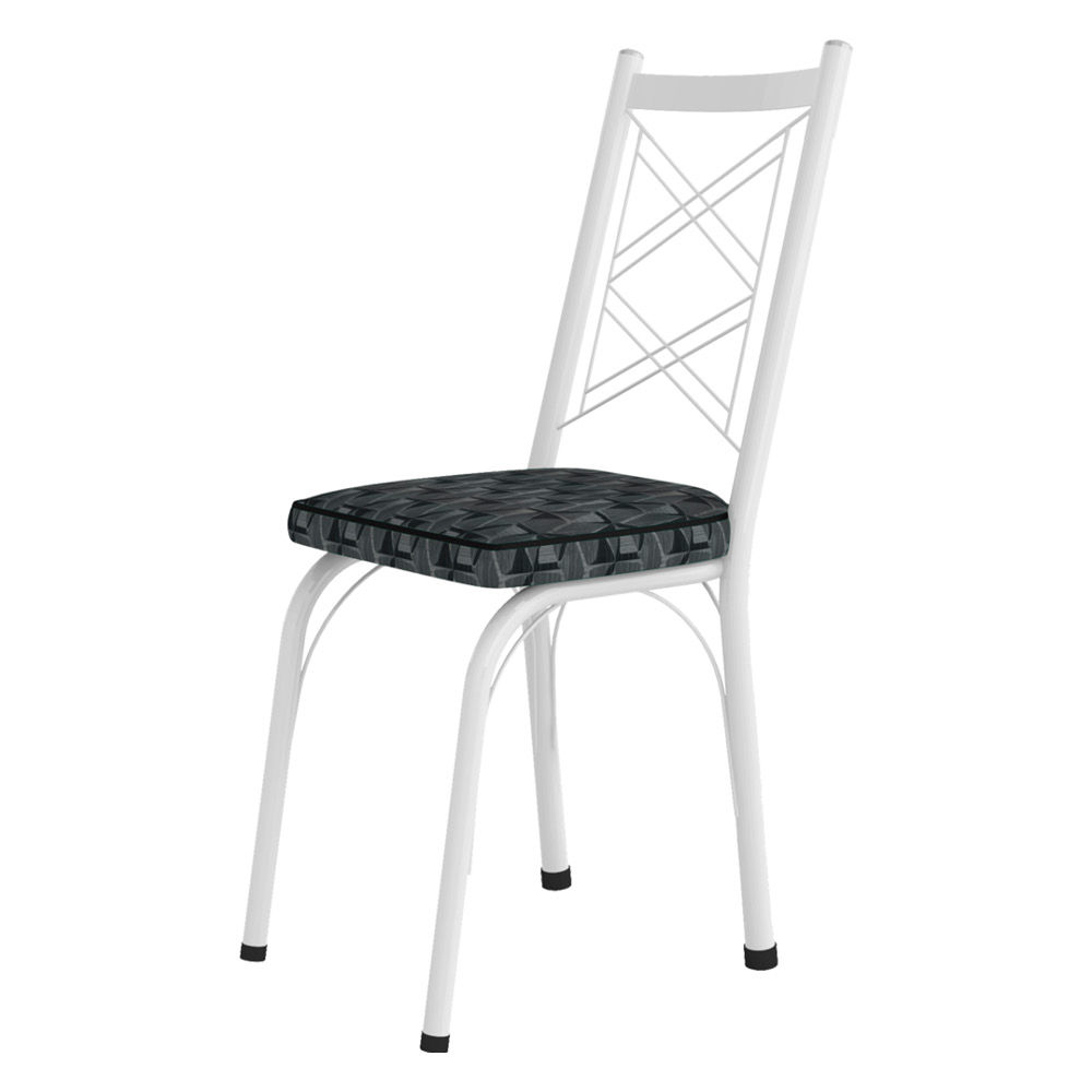 Kit 2 Cadeiras de Cozinha Delaware Estampado Mosaico Silver Pés de Ferro Branco - Pallazio