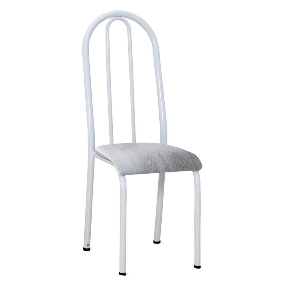 Kit 2 Cadeiras de Cozinha Flórida Estampado Prata Pés de Ferro Branco - Pallazio