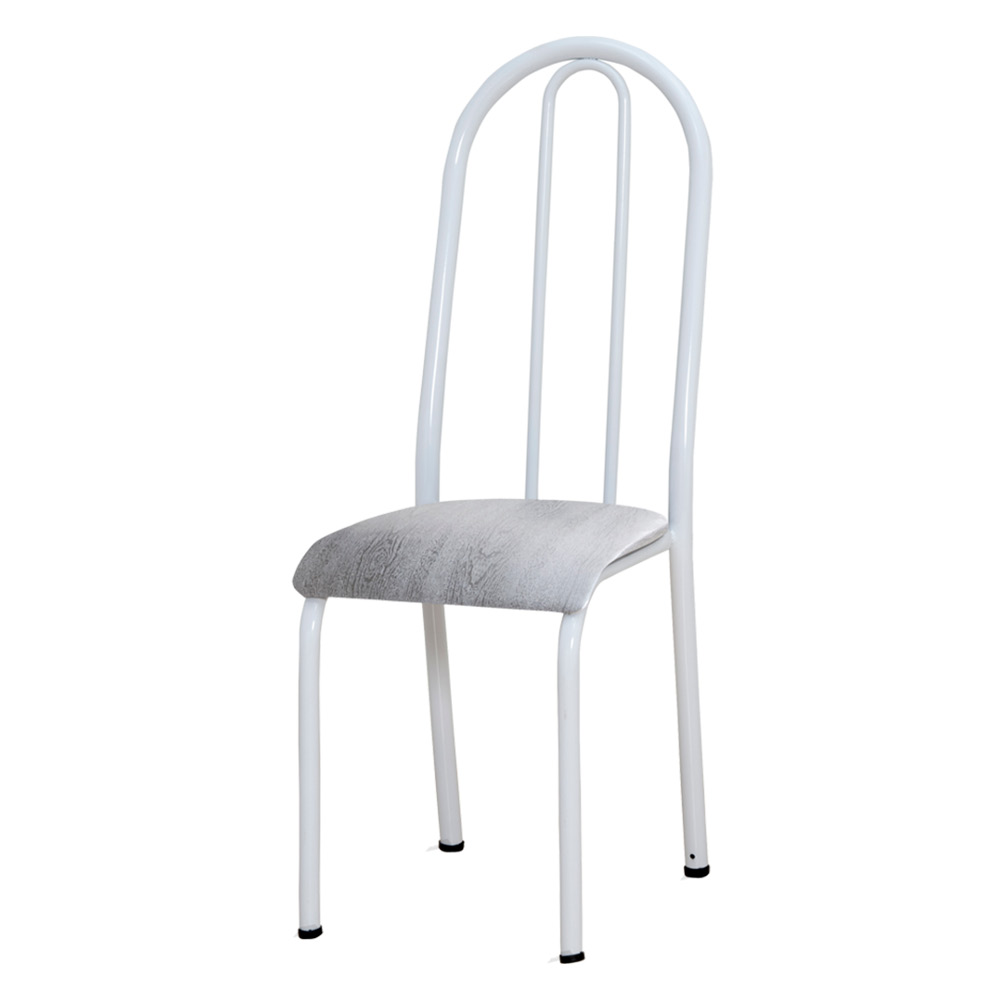 Kit 2 Cadeiras de Cozinha Flórida Estampado Prata Pés de Ferro Branco - Pallazio
