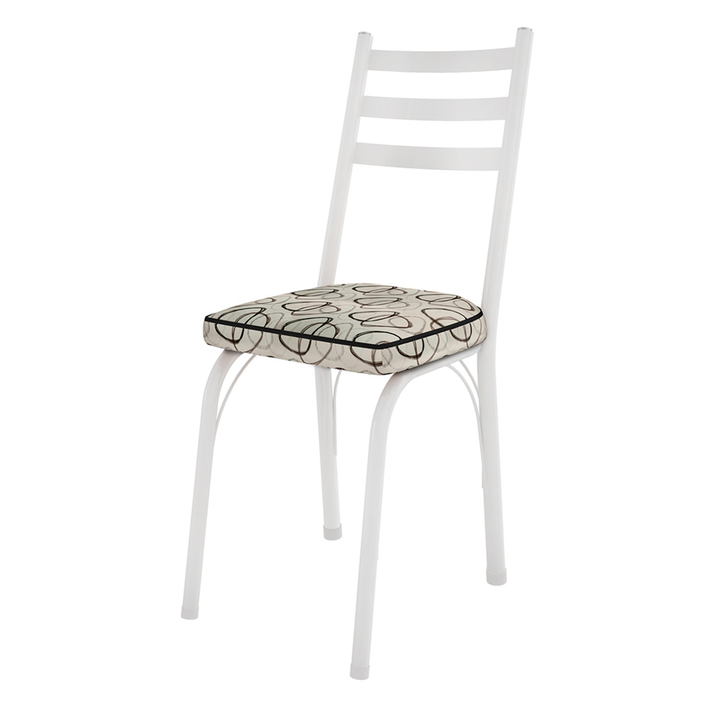Kit 2 Cadeiras de Cozinha Luisiana Estampado Cedro Pés de Ferro Branco - Pallazio