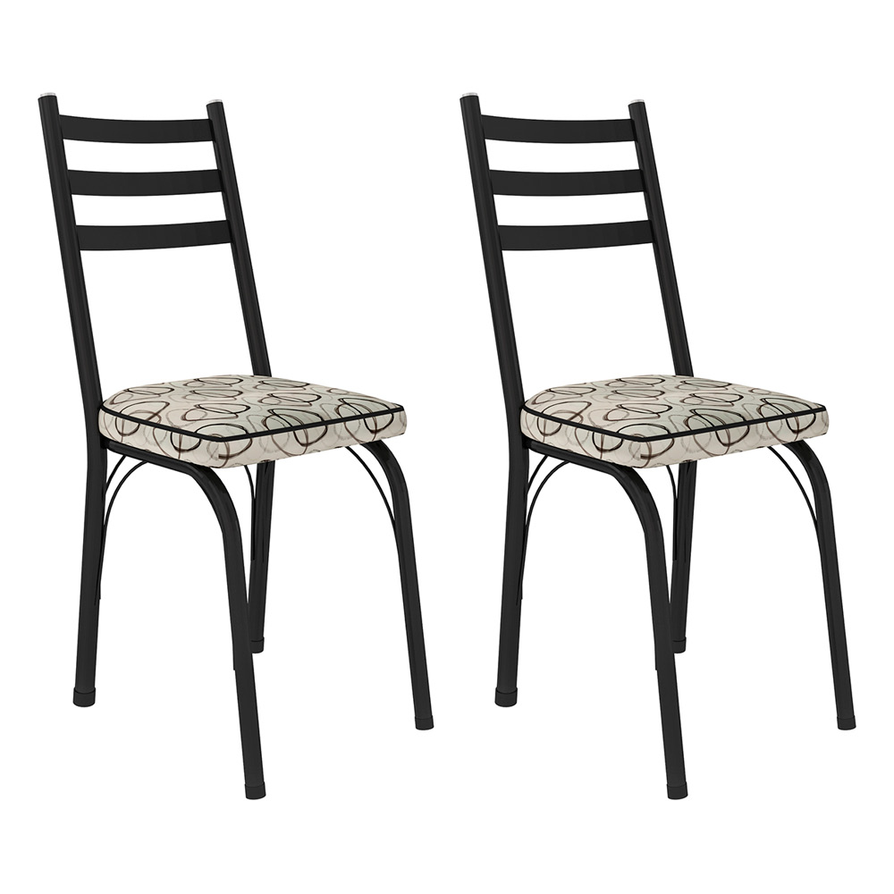 Kit 2 Cadeiras de Cozinha Luisiana Estampado Cedro Pés de Ferro Preto - Pallazio