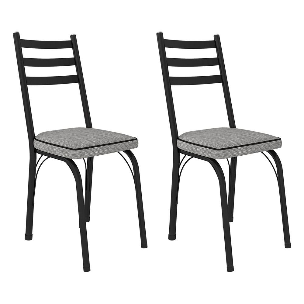 Kit 2 Cadeiras de Cozinha Luisiana Estampado Grafiato Pés de Ferro Preto - Pallazio