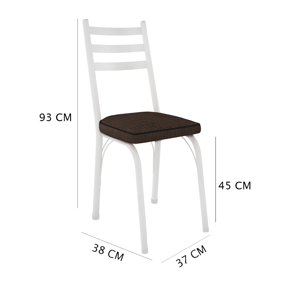 Kit 2 Cadeiras de Cozinha Luisiana Estampado Imbuia Pés de Ferro Branco - Pallazio