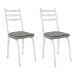 Kit 2 Cadeiras de Cozinha Luisiana Estampado Platina Pés de Ferro Branco - Pallazio