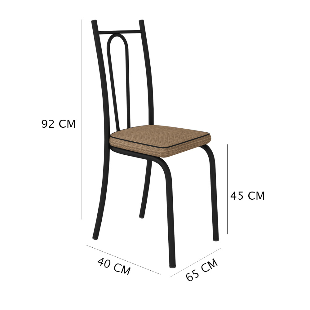 Kit 2 Cadeiras de Cozinha Montana Estampado Rattan Bege Pés de Ferro Preto - Pallazio