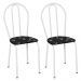 Kit 2 Cadeiras de Cozinha Texas Estampado Preto Florido Pés de Ferro Branco - Pallazio