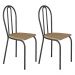 Kit 2 Cadeiras de Cozinha Texas Estampado Rattan Pés de Ferro Cromo Preto - Pallazio