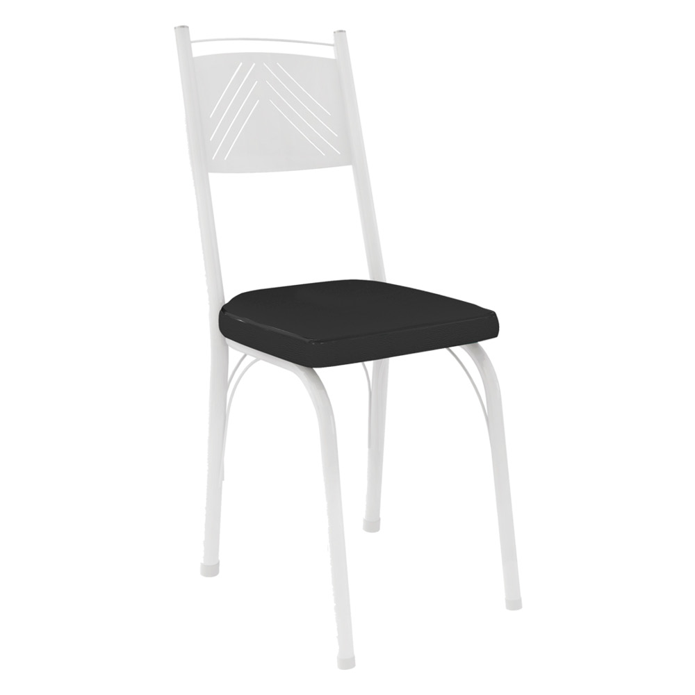 Kit 2 Cadeiras de Cozinha Virginia Corino Preto Pés de Ferro Branco - Pallazio