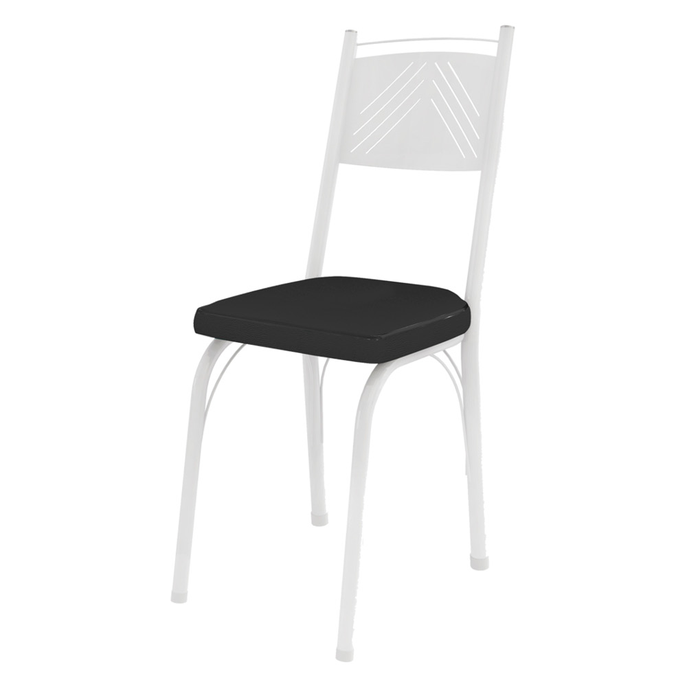 Kit 2 Cadeiras de Cozinha Virginia Corino Preto Pés de Ferro Branco - Pallazio