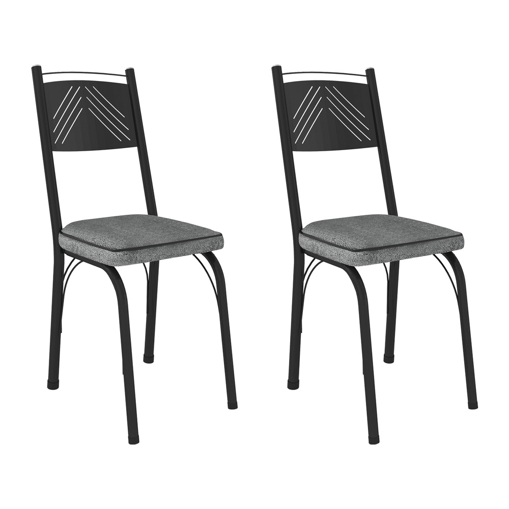 Kit 2 Cadeiras de Cozinha Virginia Estampado Andorinha Pés de Ferro Preto - Pallazio