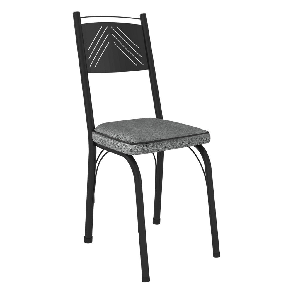Kit 2 Cadeiras de Cozinha Virginia Estampado Andorinha Pés de Ferro Preto - Pallazio