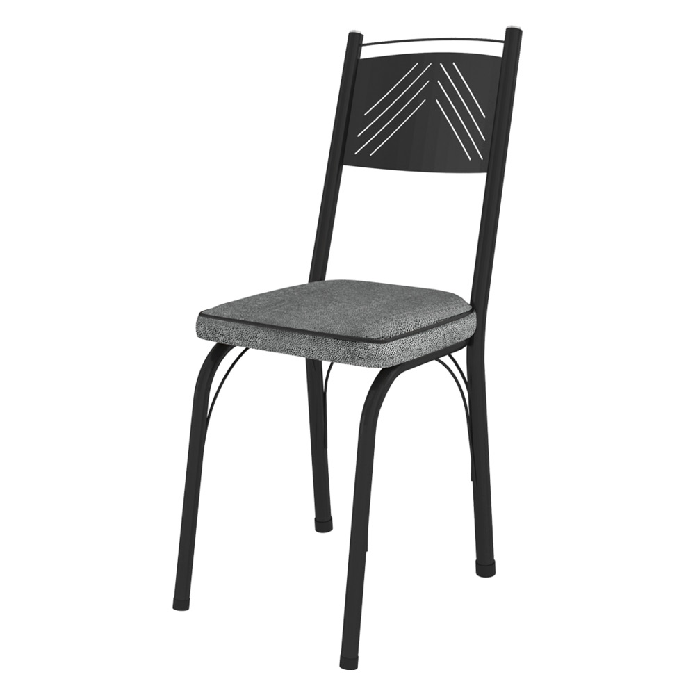Kit 2 Cadeiras de Cozinha Virginia Estampado Andorinha Pés de Ferro Preto - Pallazio