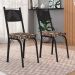 Kit 2 Cadeiras de Cozinha Virginia Estampado Mosaico Palha Pés de Ferro Preto - Pallazio