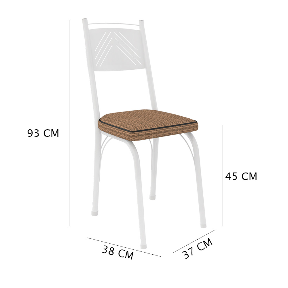 Kit 2 Cadeiras de Cozinha Virginia Estampado Rattan Bege Pés de Ferro Branco - Pallazio