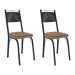 Kit 2 Cadeiras de Cozinha Virginia Estampado Rattan Bege Pés de Ferro Preto - Pallazio