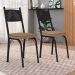 Kit 2 Cadeiras de Cozinha Virginia Estampado Rattan Bege Pés de Ferro Preto - Pallazio