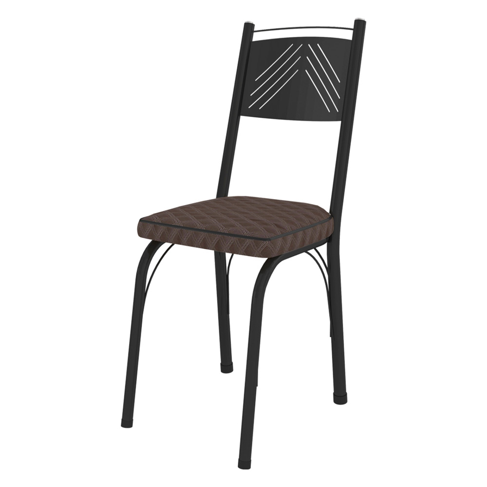 Kit 2 Cadeiras de Cozinha Virginia Estampado Tecelão Cacau Pés de Ferro Preto - Pallazio