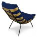 Kit 2 Poltronas Costela Suede Azul Marinho Base Metálica - Pallazio
