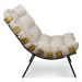 Kit 2 Poltronas Costela Suede Bege Base Metálica - Pallazio