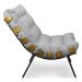 Kit 2 Poltronas Costela Suede Cinza Base Metálica - Pallazio