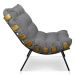 Kit 2 Poltronas Costela Suede Grafite Base Metálica - Pallazio