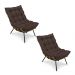 Kit 2 Poltronas Costela Suede Marrom Base Metálica - Pallazio