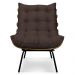 Kit 2 Poltronas Costela Suede Marrom Base Metálica - Pallazio