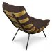 Kit 2 Poltronas Costela Suede Marrom Base Metálica - Pallazio