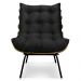 Kit 2 Poltronas Costela Suede Preto Base Metálica - Pallazio