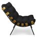 Kit 2 Poltronas Costela Suede Preto Base Metálica - Pallazio