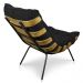Kit 2 Poltronas Costela Suede Preto Base Metálica - Pallazio