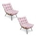 Kit 2 Poltronas Costela Suede Rosa Bebê Base Metálica - Pallazio