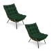 Kit 2 Poltronas Costela Suede Verde Base Metálica - Pallazio