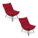 Kit 2 Poltronas Costela Veludo Vermelho Base Metálica - Pallazio