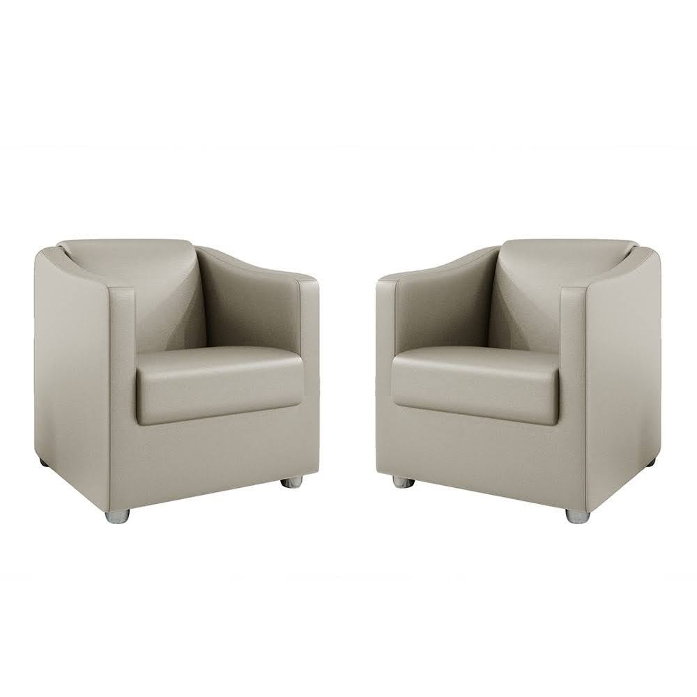 Kit 2 Poltronas Decorativa Ana Corano Bege Pés Cromado - Pallazio