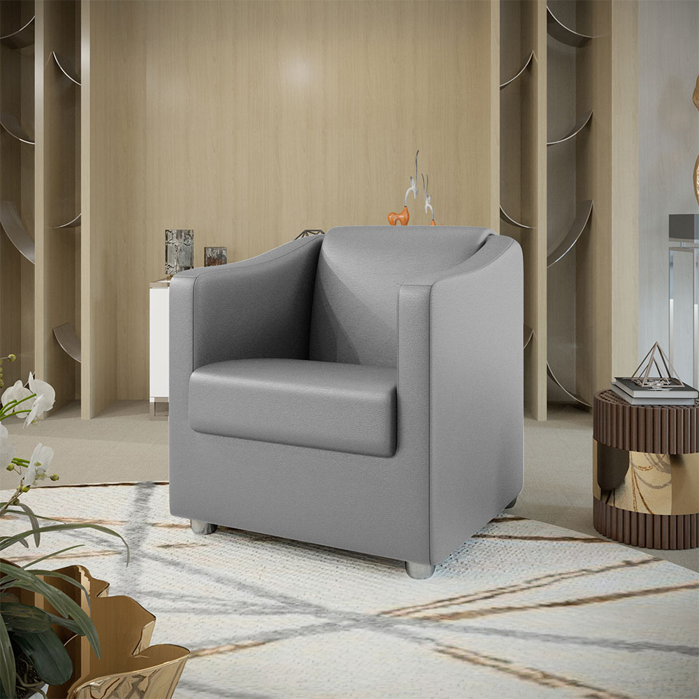 Kit 2 Poltronas Decorativa Ana Corano Cinza Pés Cromado - Pallazio