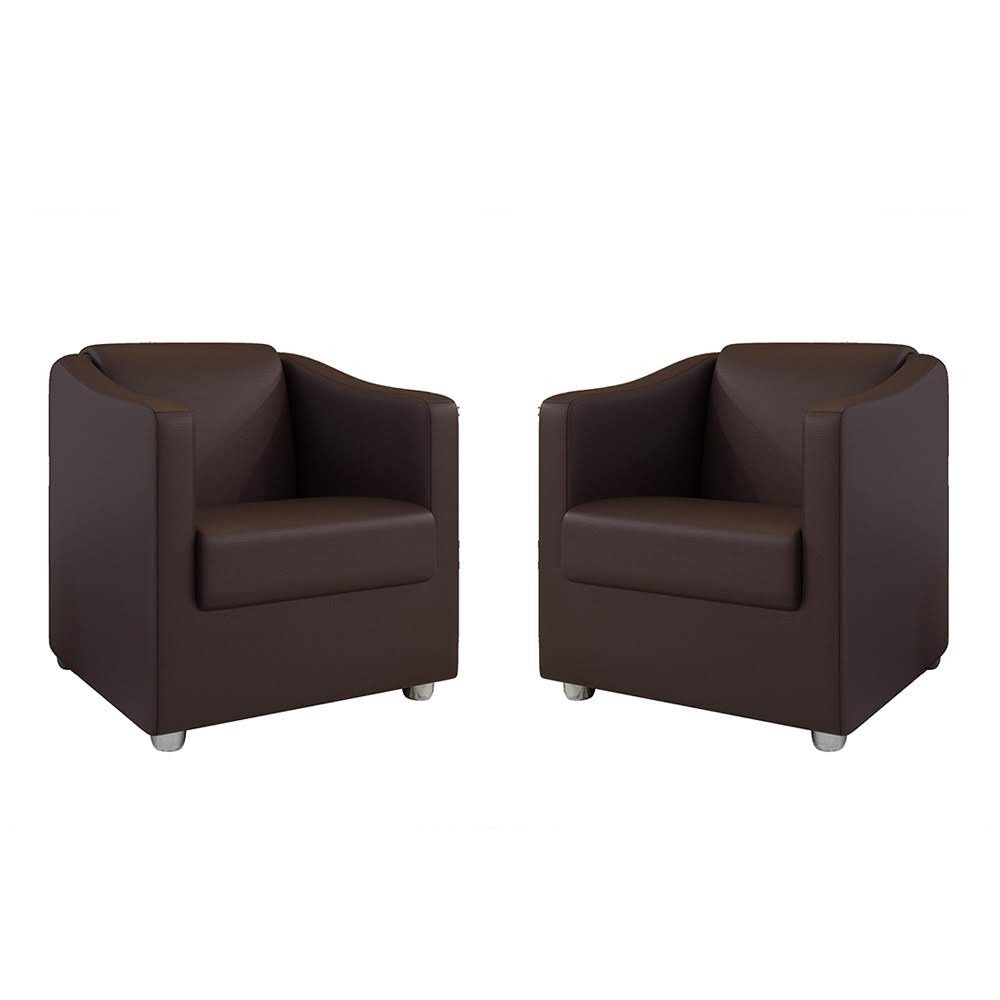 Kit 2 Poltronas Decorativa Ana Corano Marrom Pés Cromado - Pallazio